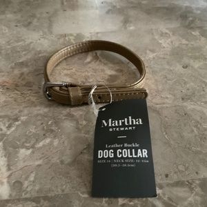 MARTHA STEWART Faux Leather Adjustable Dog Collar 12”-15”  Neck